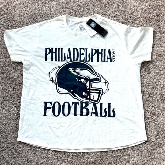 NWT NFL Philadelphia Eagles Women’s White Game Day Couture T-Shirt - Picture 1 of 5